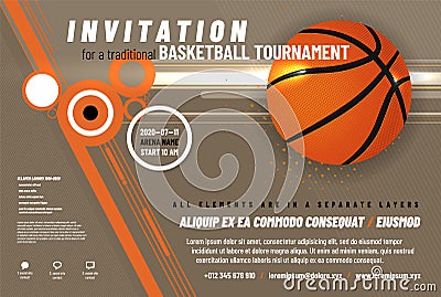 Basketball tournament invitation template Vector Illustration