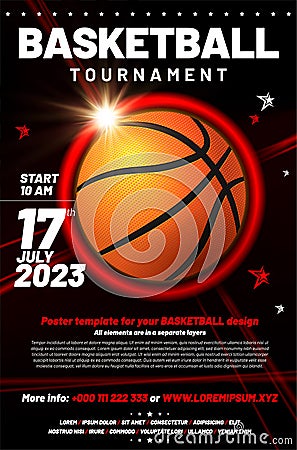 Basketball tournament poster template Vector Illustration