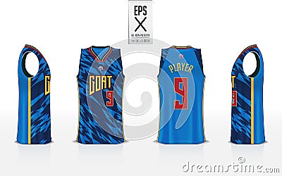 Basketball uniform template design for basketball club. Tank top t-shirt mockup basketball jersey. Front, back, side view shirt. Vector Illustration