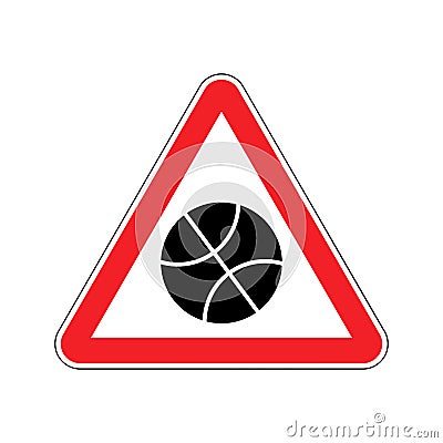 Basketball Warning sign red. game Hazard attention symbol. Danger road sign triangle ball Vector Illustration