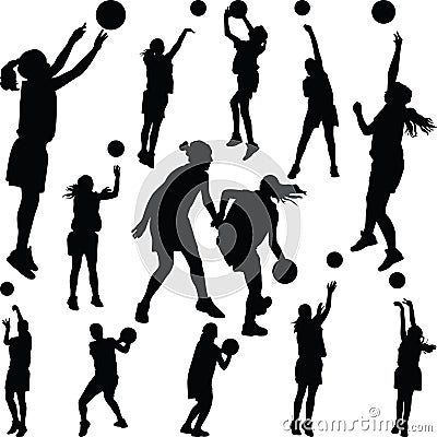 Basketball woman player silhouette Vector Illustration
