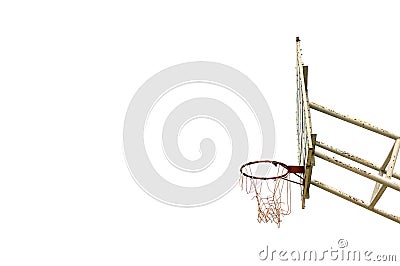 basketball wooden board, dirty, grunge, old on white background, isolated, side view Stock Photo