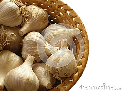 Basketful of garlic Stock Photo