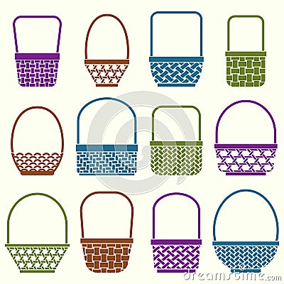 Baskets with different weaves Vector Illustration