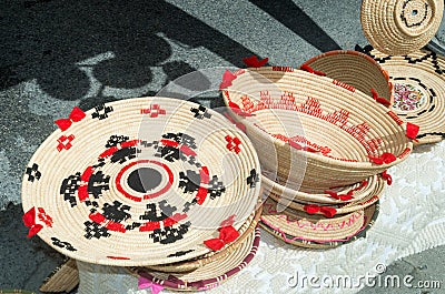 baskets made with rushes typical handmade crafts of Sardinia Stock Photo