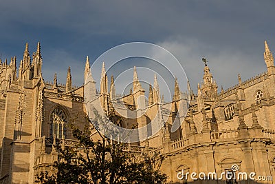 Baslica of Sevile with the Giralda in the back Stock Photo