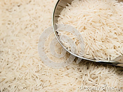 Basmati rice and ladle Stock Photo