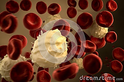 Basophil White Blood Cells Flowing Cartoon Illustration