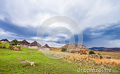 Basotho Cultural Village in Drakensberg Mountains South Africa Stock Photo