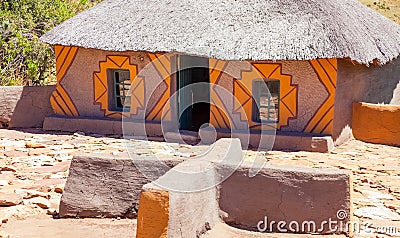 Basotho Cultural Village in Drakensberg Mountains South Africa Stock Photo