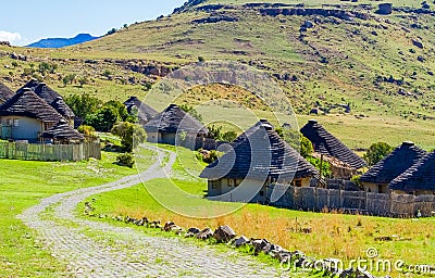 Basotho Cultural Village in Drakensberg Mountains South Africa Stock Photo