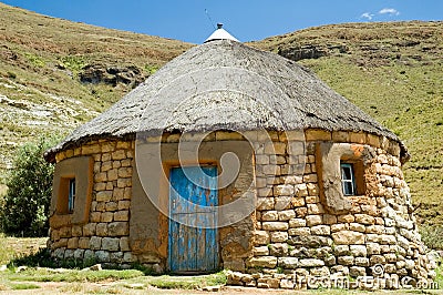 Basotho Traditional Sandstone Hut Stock Photo