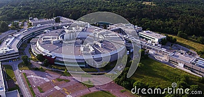 Basovizza, Italy - June 10, 2017: Aerial view of Italian Electron Synchrotron Research Center, Trieste Editorial Stock Photo