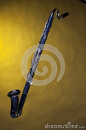Bass Clarinet Isolated On Yellow Stock Photo