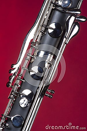 Bass Clarinet Keys On Red Stock Photo
