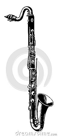 Bass Clarinet, vintage illustration Vector Illustration