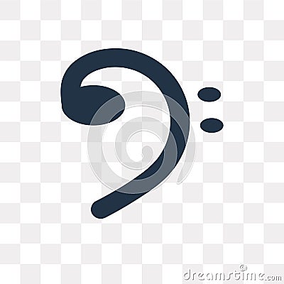 Bass clef vector icon isolated on transparent background, Bass c Vector Illustration