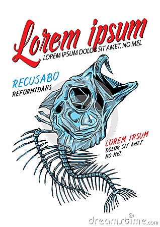Bass fish skeleton Vector Illustration