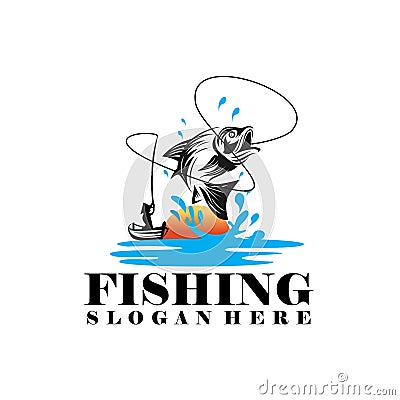 Bass Fishing Emblems and Labels. Fishing logo Vector Illustration