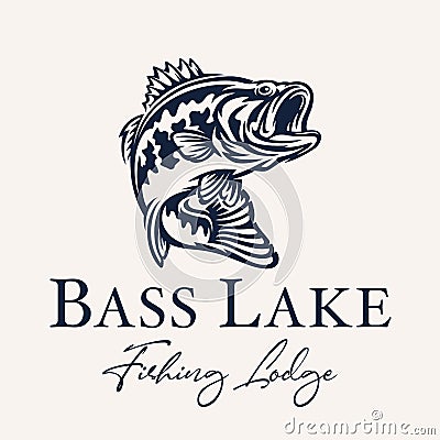 Bass fishing logo design Vector Illustration