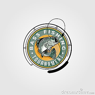 Bass fishing tournament logo vector illustration design, monster fish emblem template illustration design Vector Illustration