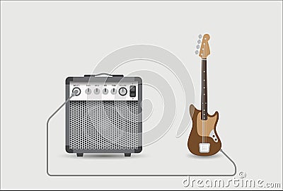 Bass guitar and combo Vector Illustration