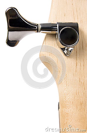 Bass guitar fingerboard head metal pin Stock Photo