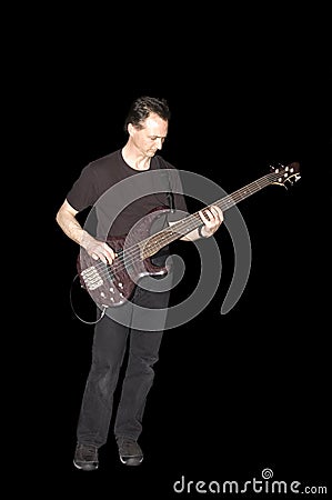 Bass guitarist playing Stock Photo