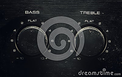 Bass And Treble on an Old Amp Stock Photo