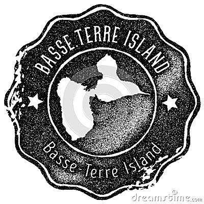 Basse-Terre Island map vintage stamp. Vector Illustration