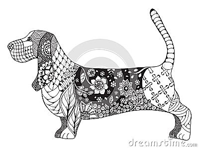 Basset hound zentangle stylized, vector, illustration Vector Illustration