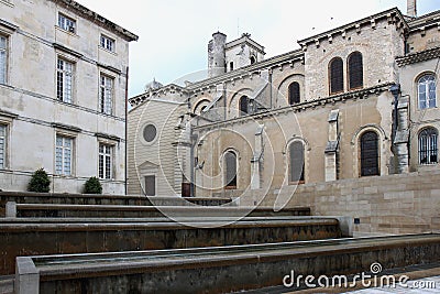 Bassins and water cascades in NÃ®mes, France Stock Photo