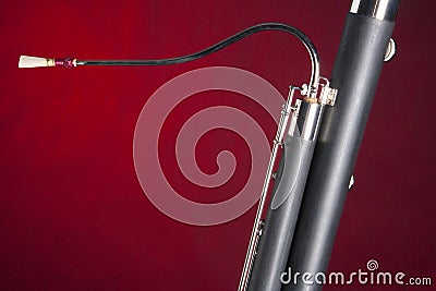 Bassoon Close Isolated on Red Stock Photo