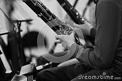 Bassoons in the orchestra closeup Stock Photo