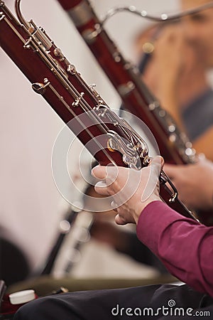 Bassoons in the orchestra closeup Stock Photo