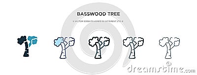 Basswood tree icon in different style vector illustration. two colored and black basswood tree vector icons designed in filled, Vector Illustration