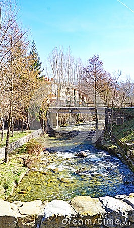 Bastareny River as it passes through Baga, Bergadá region, Barcelona Stock Photo