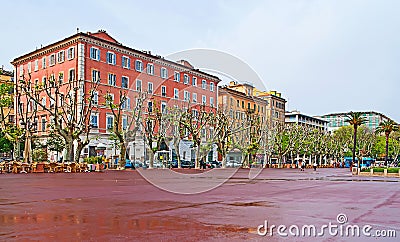 General de Gaulle Boulevard after the rain in Bastia, France Editorial Stock Photo