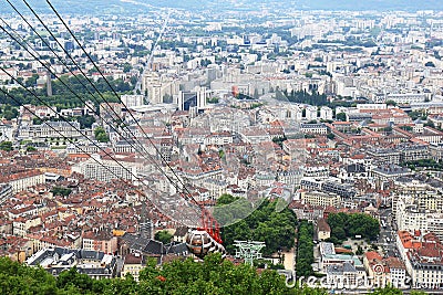 Bastille cable car in French city Grenoble Stock Photo