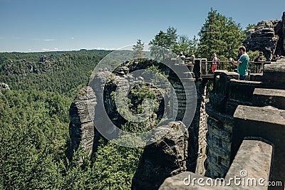 Bastion Bridge in the Saxonian Swiss in Germany - may 2023 Editorial Stock Photo