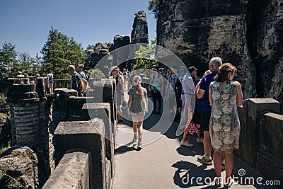 Bastion Bridge in the Saxonian Swiss in Germany - may 2023 Editorial Stock Photo