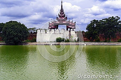 Bastion at Mandalay Palace. Stock Photo