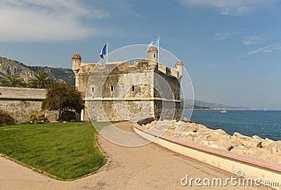 Menton, France - June 22, 2019: Bastion Museum in Menton, France. Old fort in Menton Stock Photo