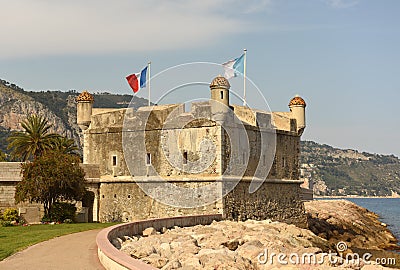 Menton, France - June 22, 2019: Bastion Museum in Menton, France. Old fort in Menton. Stock Photo