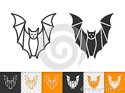 Bat halloween simple black line vector icon Vector Illustration