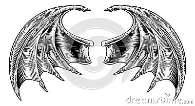 Bat or Dragon Wings Vector Illustration