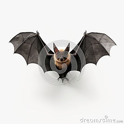 Colorized Bat Flying On White Background In Dan Witz Style Stock Photo