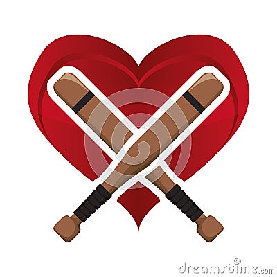 Bat heart baseball sport design Vector Illustration