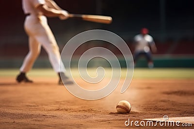 bat man sport field ball baseball athlete kick team player game. Generative AI. Stock Photo