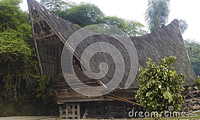 Batak architecture, Simanindo, Samosir Island, Lake Toba, Sumatra Island, Indonesia Stock Photo